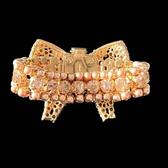 Miu Miu Gold Crystal Beaded Bow Bracelet - Picture 5 of 8